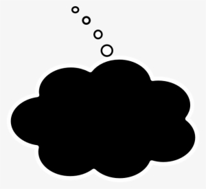 Black Thought Bubble White Line Clip Art - Black Cloud Clip Art