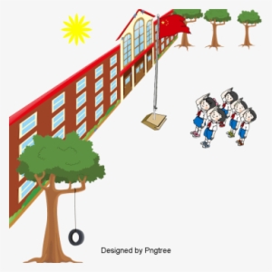 Beautiful Cartoon Cute Hand Painted School Students - School