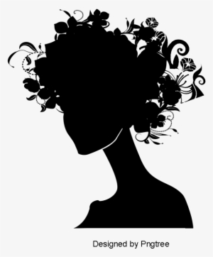 Woman Silhouette Pattern Vector Material, Woman Vector, - Women Head Flowers Vector Free