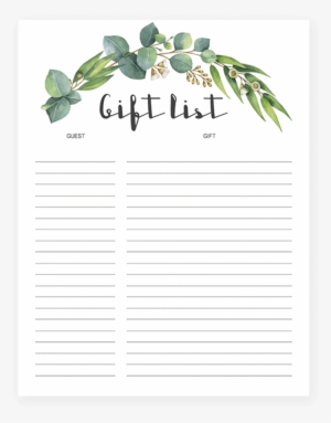 Printable Gift Tracker With Watercolor Green Leaves - Watercolor Green Leaf Png