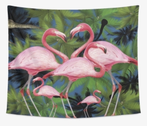 Flamingo Palm Trees Tapestry - Giclee Painting: Ashkenazi's Sumer Time 4, 41x41cm.