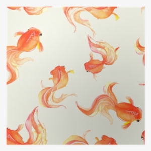 Seamless Background With Hand Drawn Goldfish - Goldfish Watercolor