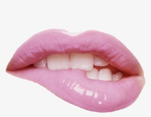 Tumblr Kawaii Cute Picsart Png Sticker Pink Mouth Freet - Lip Bite Transparent