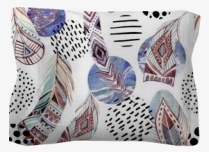 Watercolor Tribal Feathers Seamless Pattern With Abstract - Formas De Plumas