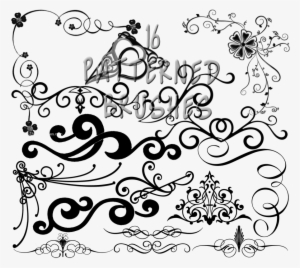 floral brushes png - bingkai bunga hitam putih - 380x328