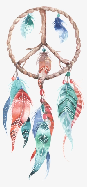 Feather Pendant Watercolor Hand-painted Transparent - Acuarela De Atrapa Sueños