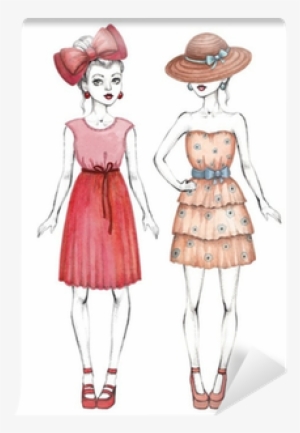 Line Art And Watercolor Wall Mural • Pixers® • We Live - Time To Dress Up! Always Beautiful 2017 Monthly Planner