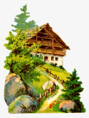 House Vintage Clipart - Un Estate In Montagna Elizabeth Von Arnim