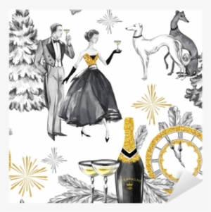 Watercolor Seamless Pattern In Retro Gold Style - Jewellery