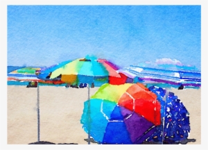 Beach Umbrella 102a Notecard - Beach