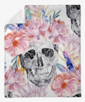 Watercolor Seamless Pattern With Skull, Peony, Protea - Satans Schwester-sammlung Mauspad