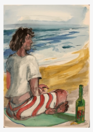 Beautiful Jesse At The Beach, Jan - Watercolor Paint