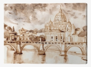 Bridge And Cathedral Of St - Watercolor Painting