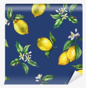 The Seamless Pattern Of The Branches Of Fresh Citrus - Watercolor Painting