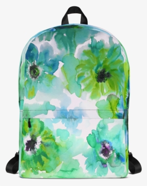 Watercolor Anemones Green Backpack - Png Watercolor Anemones Orange & Yellow Backpack