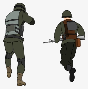 Vector Free Library Charging Rear View Big Image Png - Cartoon Soldier Back View