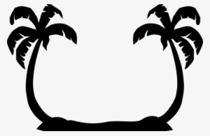 Palm Trees Facing Black Silhouettes Beach - Palm Tree Clipart