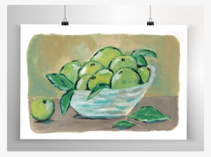 A Basket Of Fruits, Sketch, Gouache On Paper - Lime