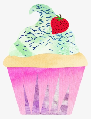 Hand Painted An Afternoon Tea Cake Png Transparent - Strawberry Ice Cream