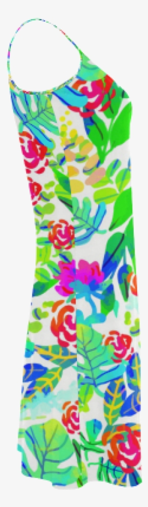 Cute Tropical Watercolor Flowers Alcestis Slip Dress - Koinobori