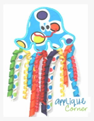 Jellyfish Ribbon Applique Design - Christmas Dump Truck With Tree, Gift, Ornament 6