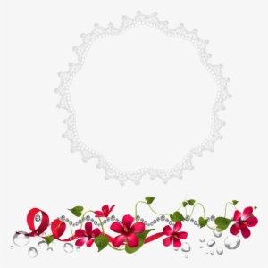 Cluster, Red, Flower, Frame, Ivy, Ribbon - Party
