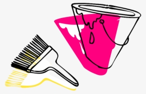 Paint, Brush, Paintbrush, Tool, Bucket, Line Art - พู่กัน Png