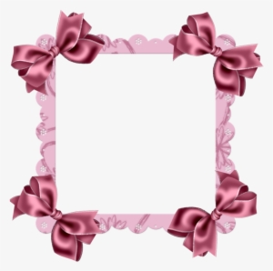 Pink Transparent Frame With Bow - Sky Blue Flower Border