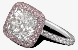 Ring Anastasia Multirow Halo Pink Diamonds Curved Stems - Pink Pave Halo