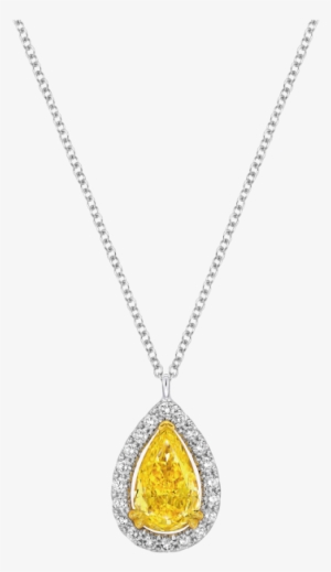 Fancy Intense Yellow Pear Shaped Diamond Necklace - Locket
