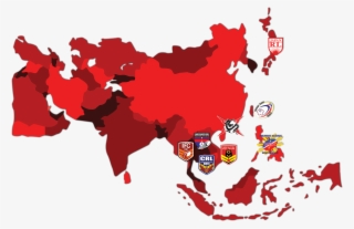 Asean Rugby League Association Members - Asia Blue Map