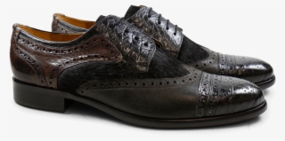 Derby Shoes Henry 7 Big Croco Black Stone Kudu Wax - Sneakers