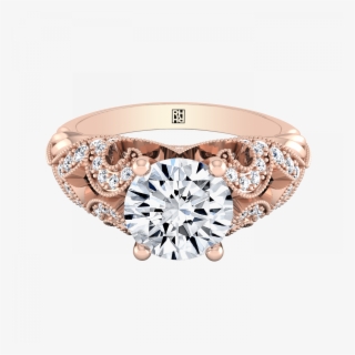 Diamond Engagement Ring With Scroll Work And Beading - Engagement Ring