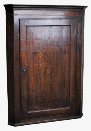 George Iii Oak Corner Cupboard With Ebony Inlay - Cupboard