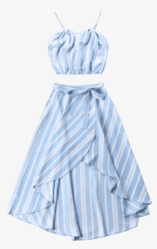 Vestido Maxi De Dos Piezas A Rayas Alto Bajo - Cocktail Dress