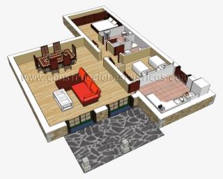 3d Interior De Una Casa Rustica De Planta Baja De - Planos De Casa Rustica