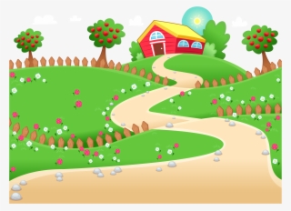 Farm Landscape Vector Cartoon Illustration Free Download - Dora Cartoon