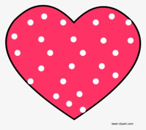 Clip Art Image Of Pink Heart With White Polka Dots - Heart