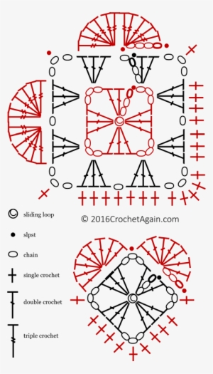 Crochet Granny Heart Diagram - Granny Square Heart Pattern