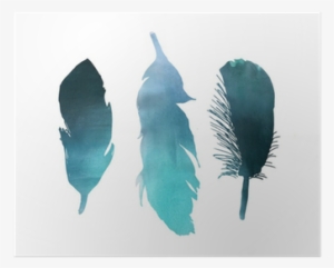 Blue Turquoise Watercolor Bird Feather Poster • Pixers® - Watercolor Painting