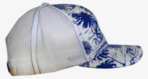 Royal Blue Island Print W/white Mesh Back Rip A Lip - Baseball Cap