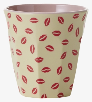 Kiss Print Melamine Cup Rice Dk - Melamine Medium Cup Two Tone With Kiss Print Red, Cream