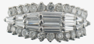 Vintage Modern Deco 14k White Gold 3 Carat Baguette