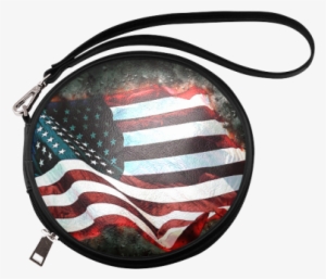 A Abstract Waving Usa Flag Round Makeup Bag - Bag