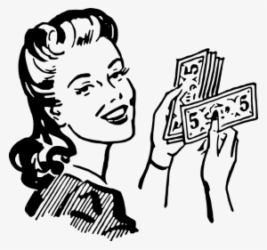 Female With Money Clip Art At Clker - Money Clipart Black And White