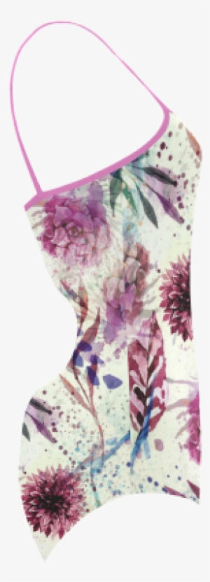 Watercolor Flowers Strap Swimsuit - Active Tank