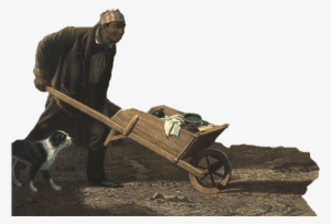 A Black Man Shown Pushing A Wheelbarrow In An Engraving - Old Man Pushing A Wheelbarrow