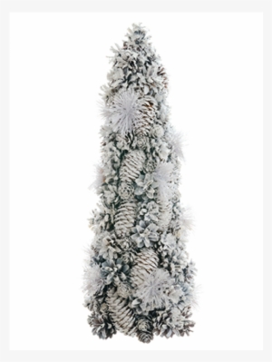 18" Glittered Pine/pine Cone Cone Topiary White Glittered