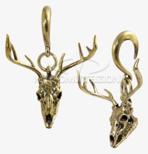 Brass Ear Weight Deer Skull Pendant Ear - Ear
