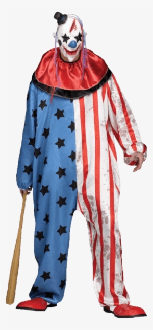 Adult Stars And Stripes Clown Costume Jokers Masquerade - Killer Clown Costume